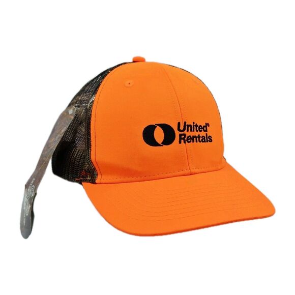 RealTree Camo Bright Orange United Rentals Trucker Hat Cap - Picture 3 of 11